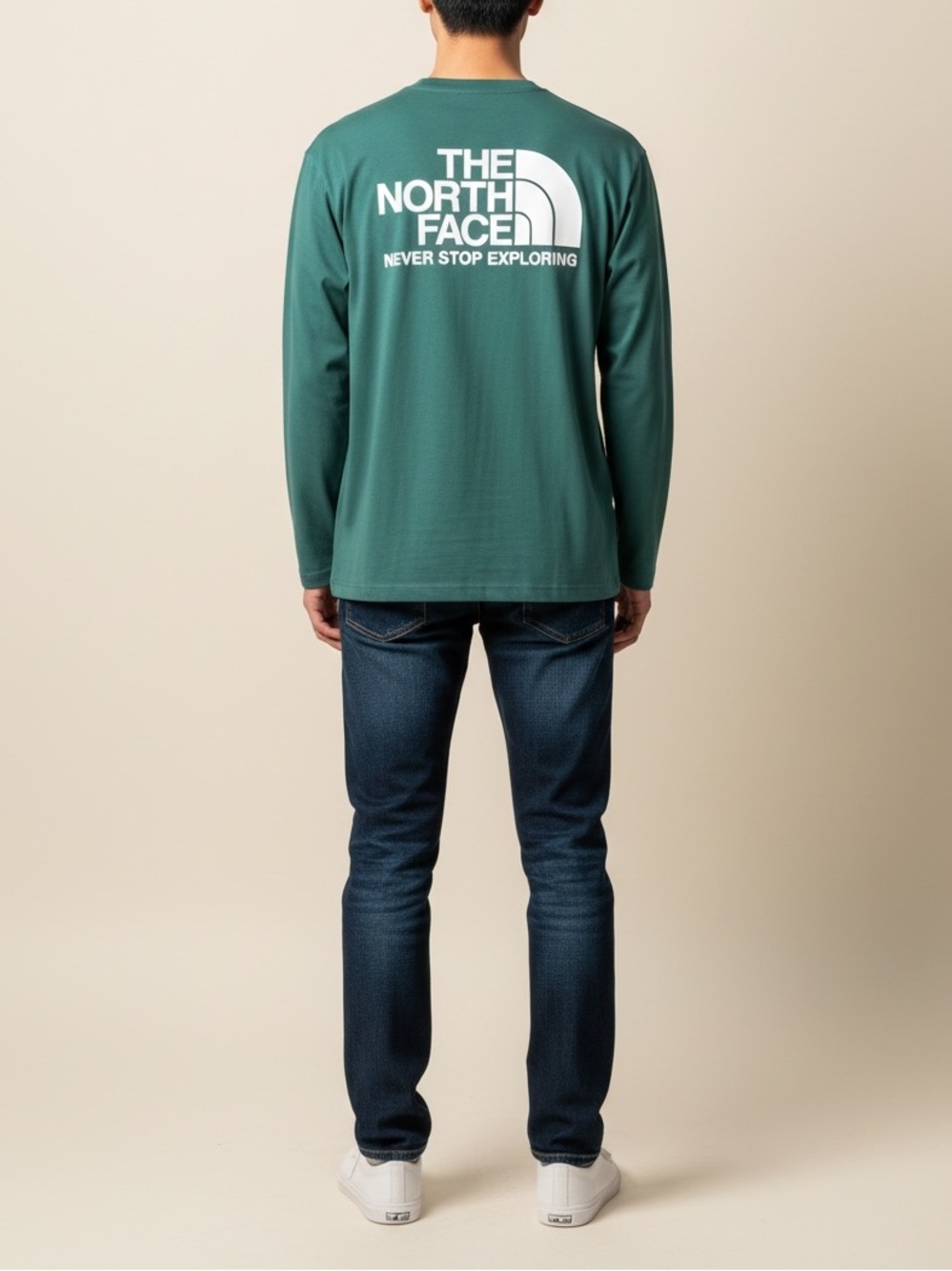 The North Face Men's Long Sleeve Logo Tee - Green- Small